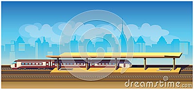 Train station Vector Illustration