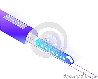 Train Station, Transport Riding from Tunnel Icon Vector Illustration