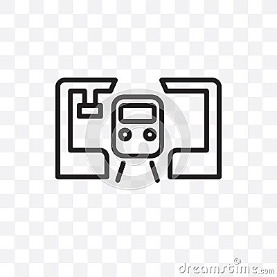 Train station vector linear icon isolated on transparent background, Train station transparency concept can be used for web and mo Vector Illustration