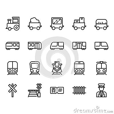 Train stations related icon set Vector Illustration