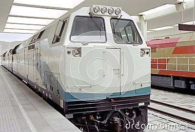 train staying on the lasa railway station Stock Photo