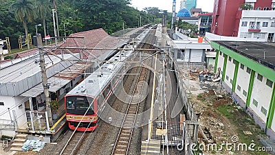 The train stops at the station Editorial Stock Photo