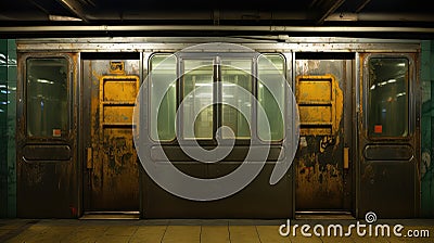 train subway doors Cartoon Illustration