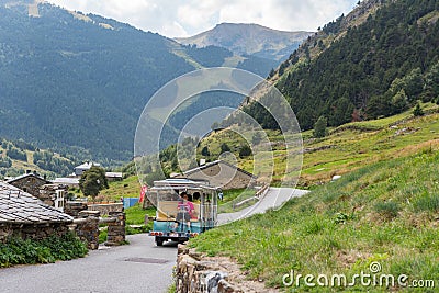 Train in Summer in the Incles Valley, Andorra. Vall dÂ´Incles, Andorra Editorial Stock Photo