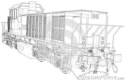 Train. Technical wire-frame. Vector rendering of 3d Vector Illustration
