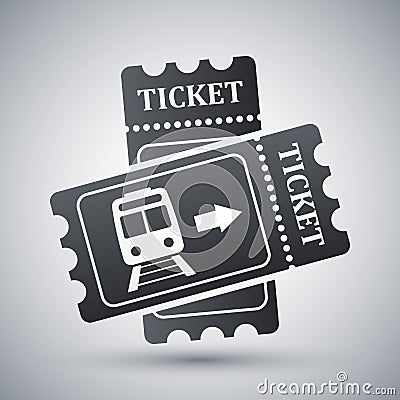 Train tickets icon, stock vector Vector Illustration