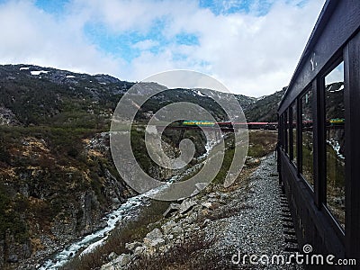 Train tour to Yukon from the port of call Skagway Stock Photo