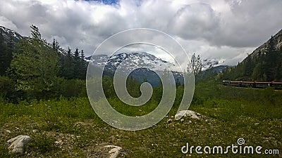 Train tour to Yukon from the port of call Skagway Stock Photo