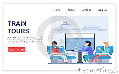 Train tours web landing page vector template Vector Illustration