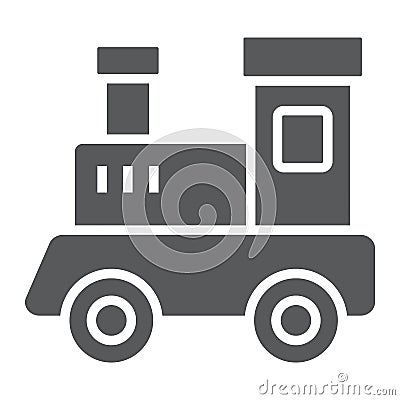 Train toy glyph icon, child and railroad, locomotive sign, vector graphics, a solid pattern on a white background Vector Illustration