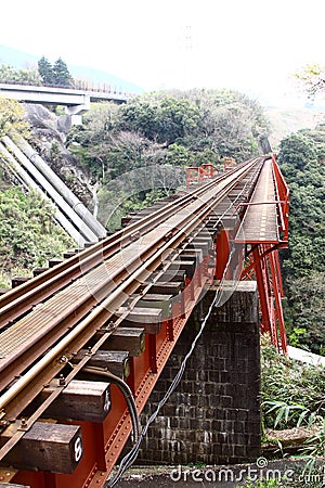 The train track bridge Stock Photo