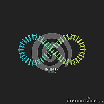 Train track, infinity shape. Railroad loop logo, railway simple icon, rail track direction, vector illustrations on Vector Illustration