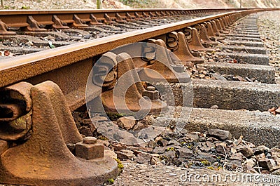 Train Tracks detail Stock Photo