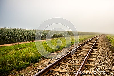 Train Tracks early morning Stock Photo