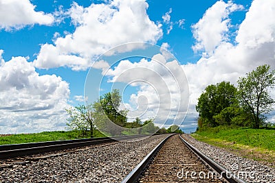 Train tracks in rural Illinois Stock Photo