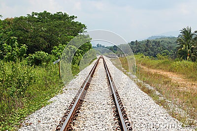 Train Tracks Leading to the Horizon Stock Photo