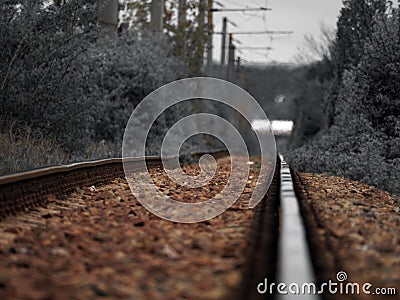 Train tracks - selective colour Stock Photo