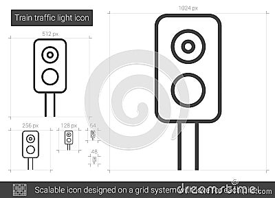 Train traffic light line icon. Vector Illustration