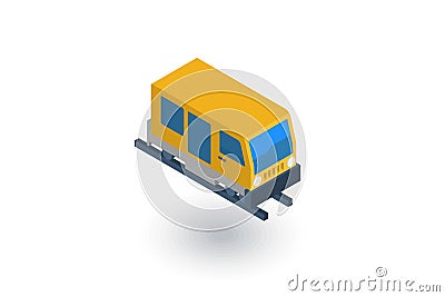 Train, tram, rails transport isometric flat icon. 3d vector Vector Illustration