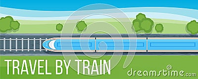 Train travel banner Vector Illustration
