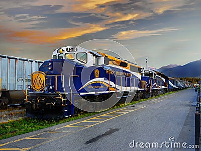 Train Canadian Rockies, Rocky Mountaineer Train Editorial Stock Photo