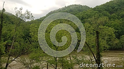 Train Trip Windo View Those West Virginia Hills And River Stock Photo