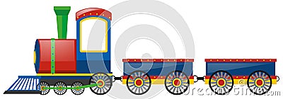 Train and two wagon carts Vector Illustration