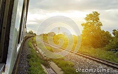 Train views from window slots Stock Photo