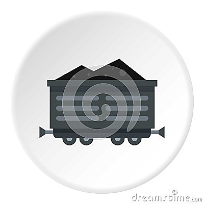 Train waggon with coal icon circle Vector Illustration