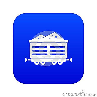 Train waggon with coal icon digital blue Vector Illustration