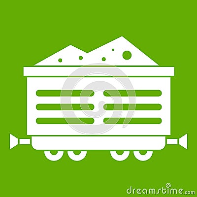 Train waggon with coal icon green Vector Illustration