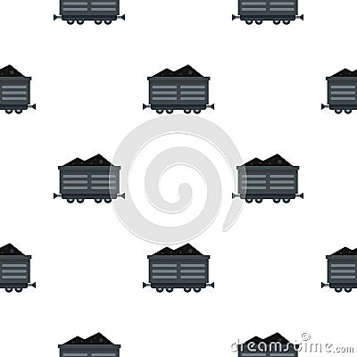 Train waggon with coal pattern flat Vector Illustration