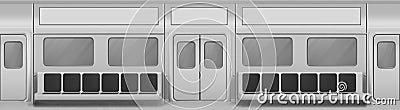 Empty train wagon interior with seats Vector Illustration