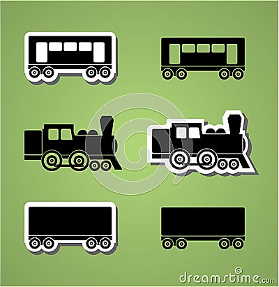 Train and wagon silhouets Vector Illustration