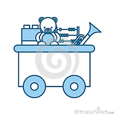 Train wagon toy with toys Vector Illustration