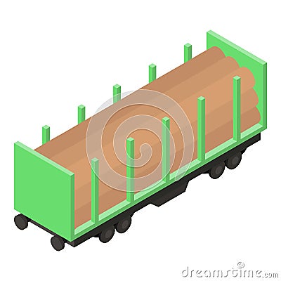 Train wood wagon icon, isometric style Vector Illustration