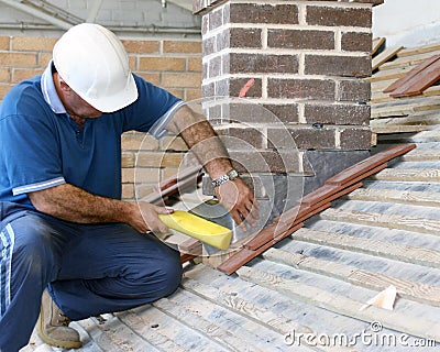 Trainee roofer Stock Photo