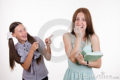 Trainee teacher brought to shock Stock Photo