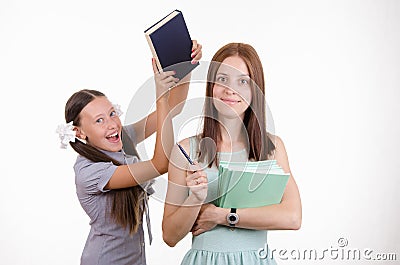 Trainee teacher has a textbook Stock Photo