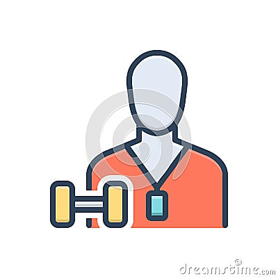 Color illustration icon for Trainer, exercise and instructor Vector Illustration