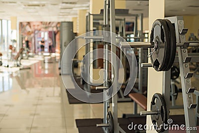Trainers in gym hall. Stock Photo