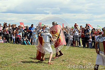 Training battle between the Thracians and roms Editorial Stock Photo