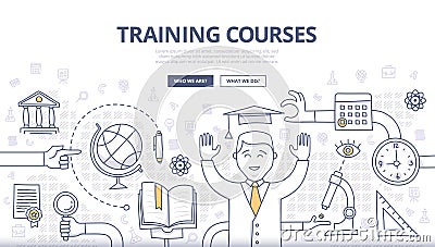 Training Courses and Education Doodle Concept Vector Illustration