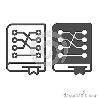 Training data book with bookmark line and solid icon, neural dataset concept. Vector graphics. Language model with Vector Illustration