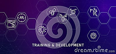Training and Development gradient header employee skill improvement learning professional improvement program progress Vector Illustration