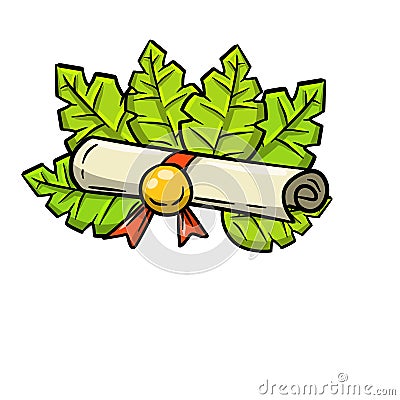 Training and education. Graduation at school. The end of the course. Diploma and certificate Vector Illustration