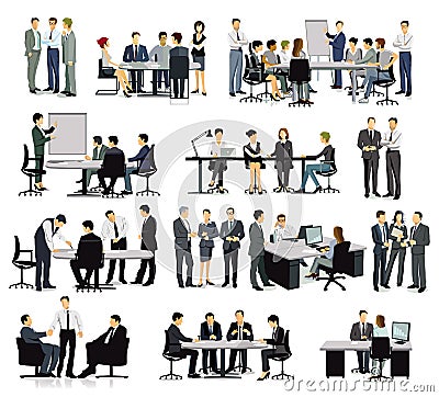 Training, Meeting and discussion in the group Vector Illustration