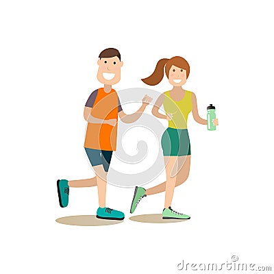 Training outside people vector flat illustration Vector Illustration