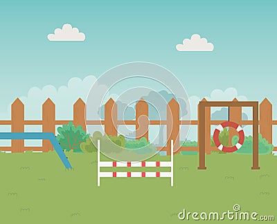 Training park for dogs design Vector Illustration