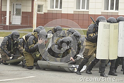 Training of Russian police. Special Forces. SWAT. Editorial Stock Photo